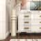 3ft. Cream Metal Tall Art Deco Fluted Floor Vase